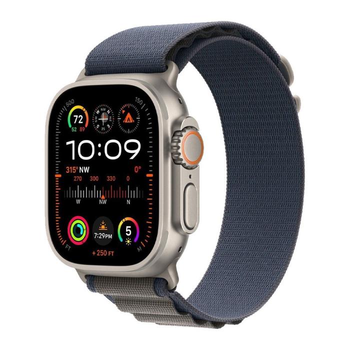 Apple - Apple Watch Ultra 2 (2023) 49mm 4G Titan Case Med Blå Alpine Loop - Large