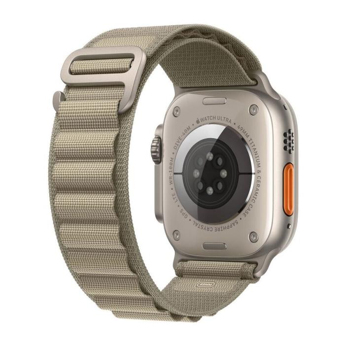 Apple - Apple Watch Ultra 2 49mm 4G Titan Case Med Olivgrön Alpine Loop - Large