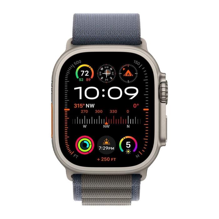 Apple - Apple Watch Ultra 2 (2023) 49mm 4G Titan Case Med Blå Alpine Loop - Large