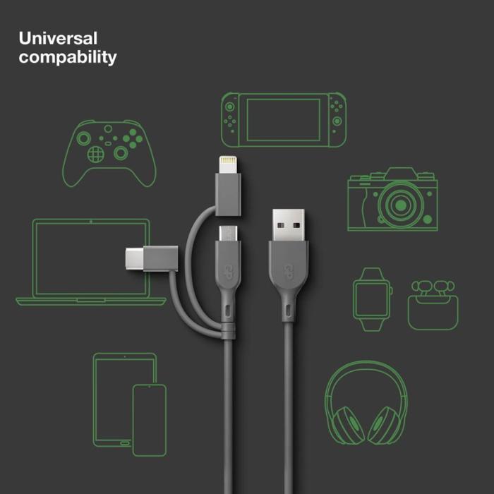 GP - GP Kabel USB-A Till USB-C 3-I-1 Micro-USB + Lightning CY1N 1m
