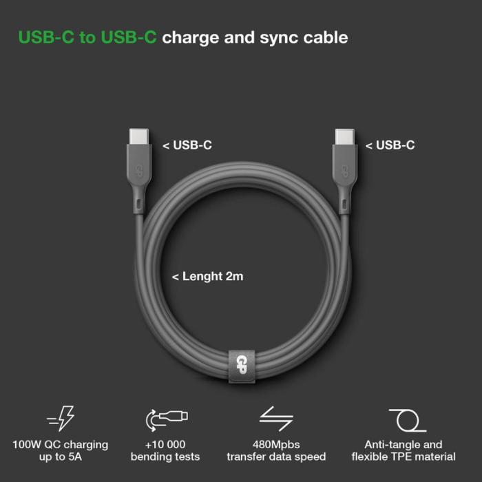 GP - GP Kabel USB-C Till USB-C 100W CC2P 2m