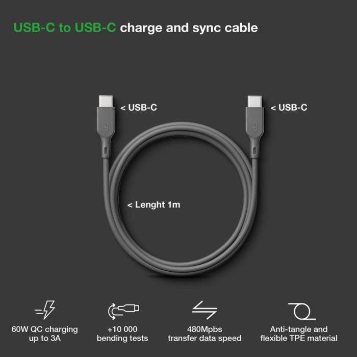 GP - GP Kabel USB-C Till USB-C 60W CC1P 1m