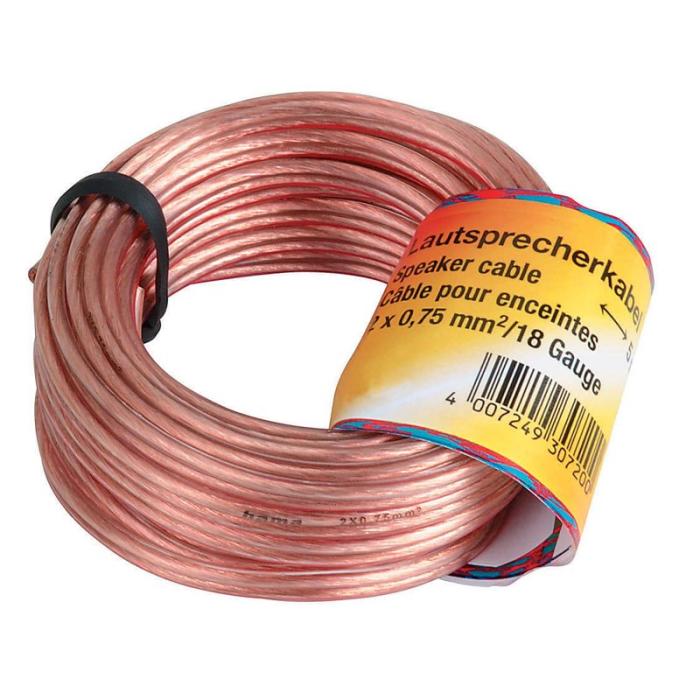 Hama - HAMA Högtalarkabel 2x0.75mm2 Transparent 20m