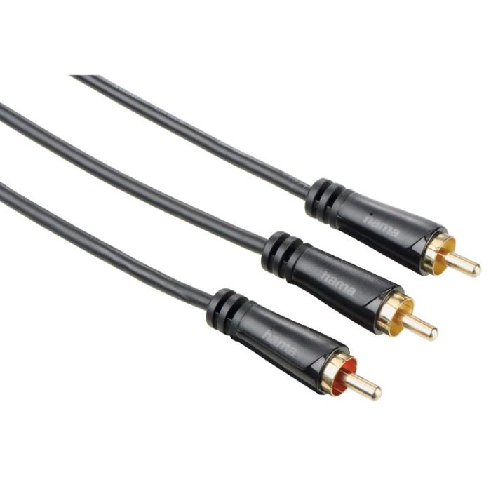 Hama - HAMA Kabel Audio 1xRCA-2xRCA Subwooferkabel Guld Svart 7.5m