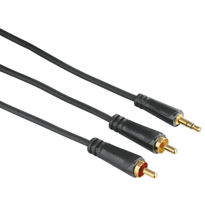 Hama - HAMA Kabel Audio 3.5mm-2xRCA Guld Svart 1.5m