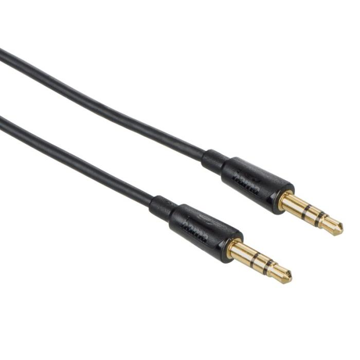 Hama - HAMA Kabel Audio 3.5mm-3.5mm Flexislim Guld Svart 1.5m