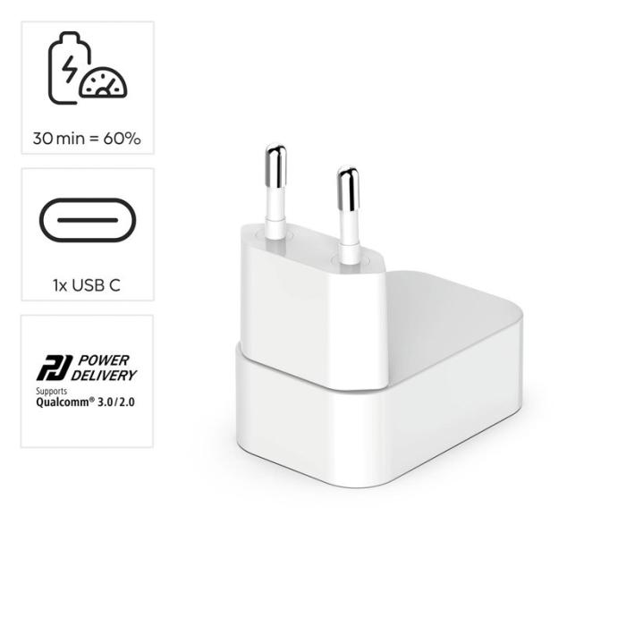 Hama - HAMA Laddare 1xUSB-C GaN PD 30W Snabb Hopfällbar Mini Vit
