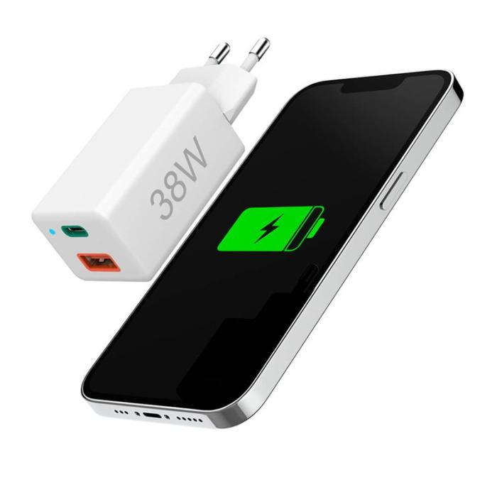 Hama - HAMA Miniladdare USB-C + USB-A Qualcomm 3.0 38W Vit