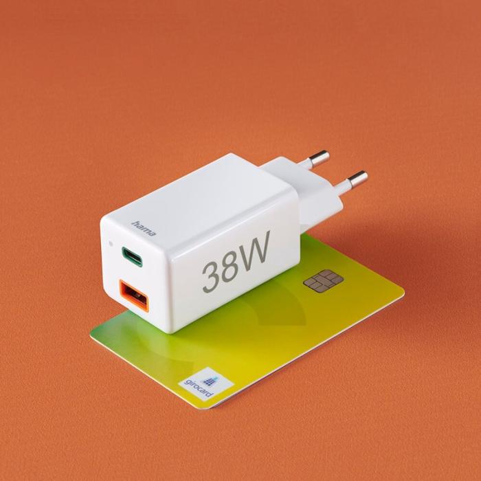 Hama - HAMA Miniladdare USB-C + USB-A Qualcomm 3.0 38W Vit