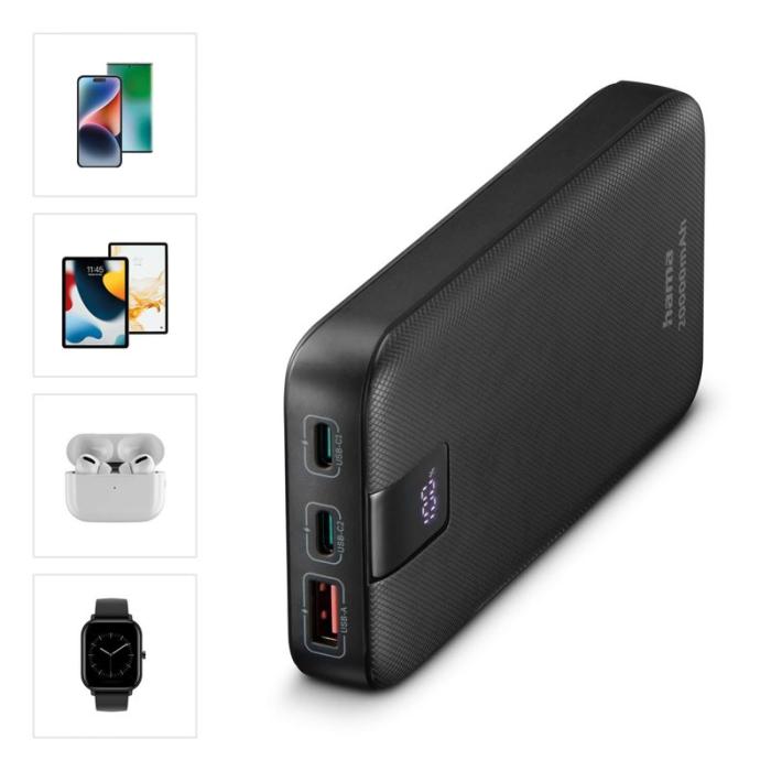 Hama - HAMA Powerbank PD 20000mAh 2xUSB-C+1xUSB-A Antracit