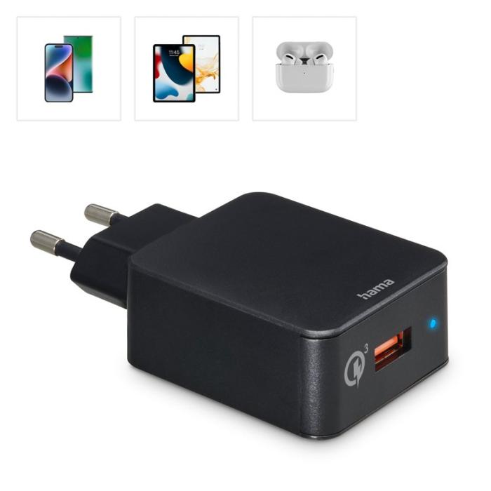 Hama - HAMA Snabbladdare Fast Charger 1x USB-A Qualcomm 19.5w Svart