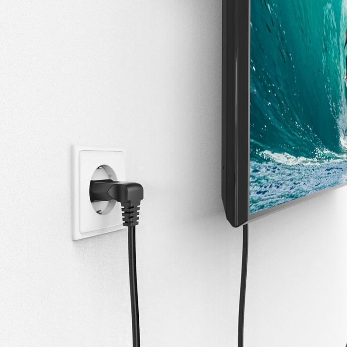 Hama - HAMA Strömkabel Eurokontakt Vinklad Svart 3,0m