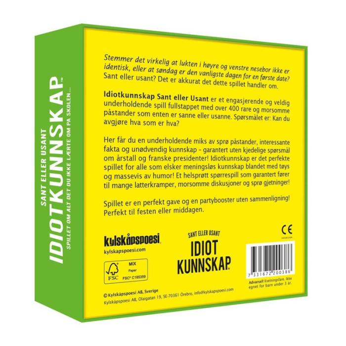 KYLSKPOESI - KYLSKPOESI Spel Idiotkunnskap - Sant eller Usant (NO) Kylskpoesi