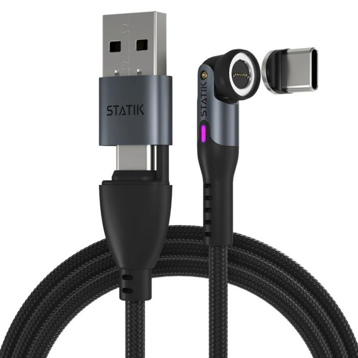 STATIK - STATIK Kabel 360 Pro Magnetisk Spets USB-C/Lightning/MicroUSB Svart 1m