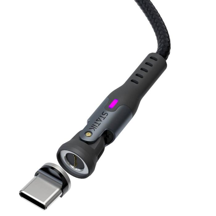 STATIK - STATIK Kabel 360 Pro Magnetisk Spets USB-C/Lightning/MicroUSB Svart 1m
