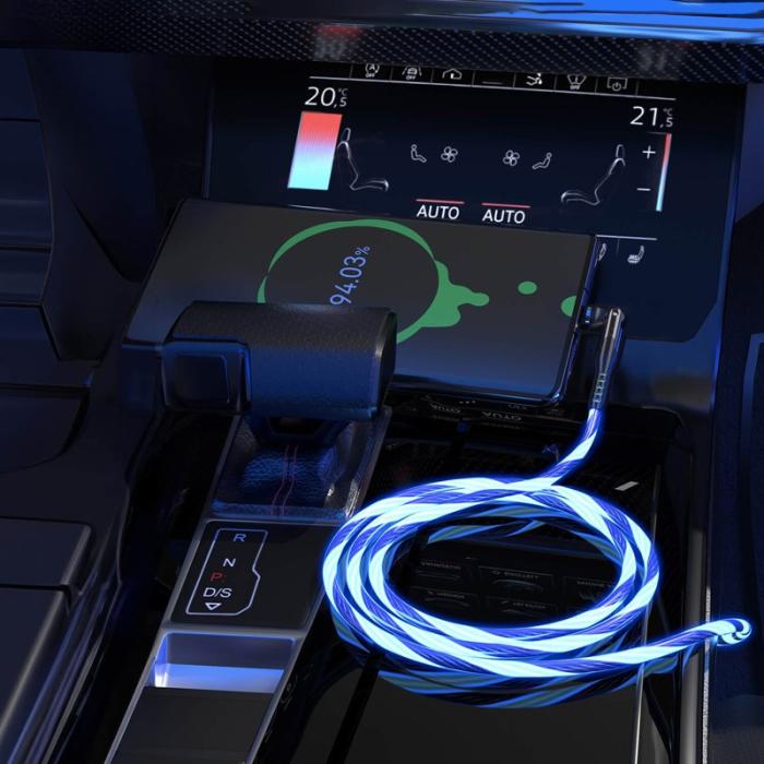 STATIK - STATIK Kabel PowerPivot Pro Glowing LED USB-C Till USB-C 1m