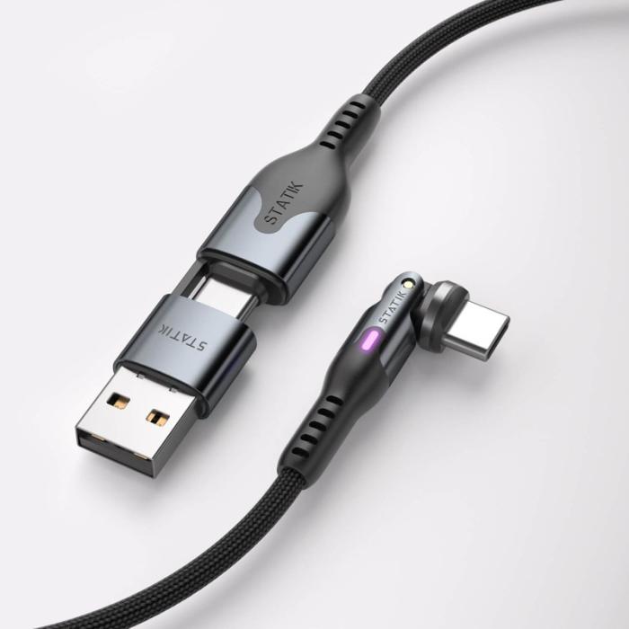 STATIK - STATIK Kabel PowerPivot Pro Nylonflätad USB-C Till USB-C Svart 1m