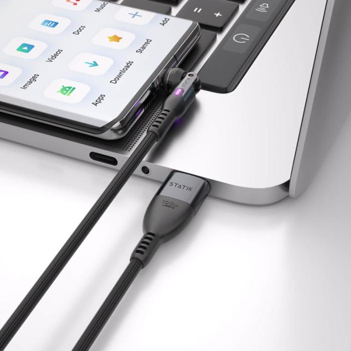 STATIK - STATIK Kabel PowerPivot Pro Nylonflätad USB-C Till USB-C Svart 1m