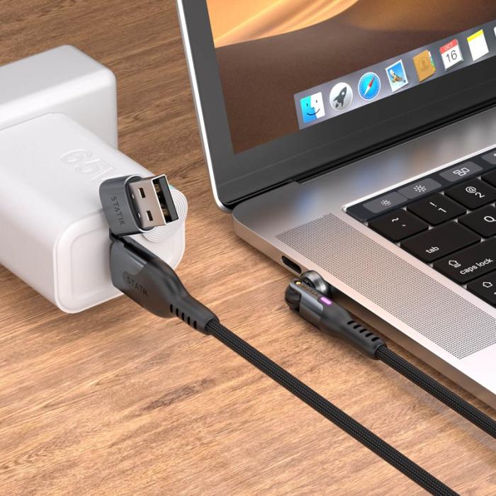 STATIK - STATIK Kabel PowerPivot Pro Nylonflätad USB-C Till USB-C Svart 1m