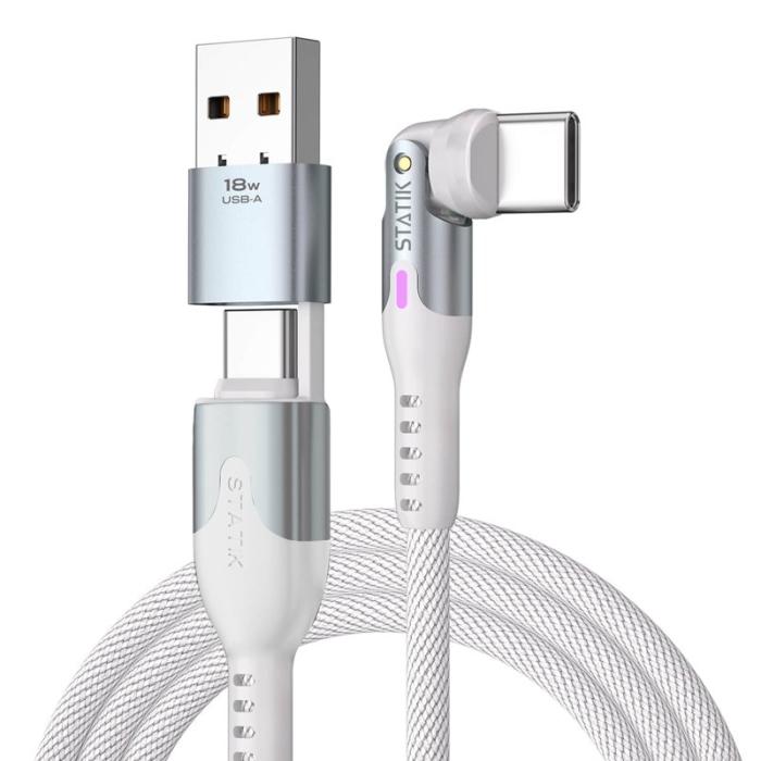 STATIK - STATIK Kabel PowerPivot Pro Nylonflätad USB-C Till USB-C Vit 1m
