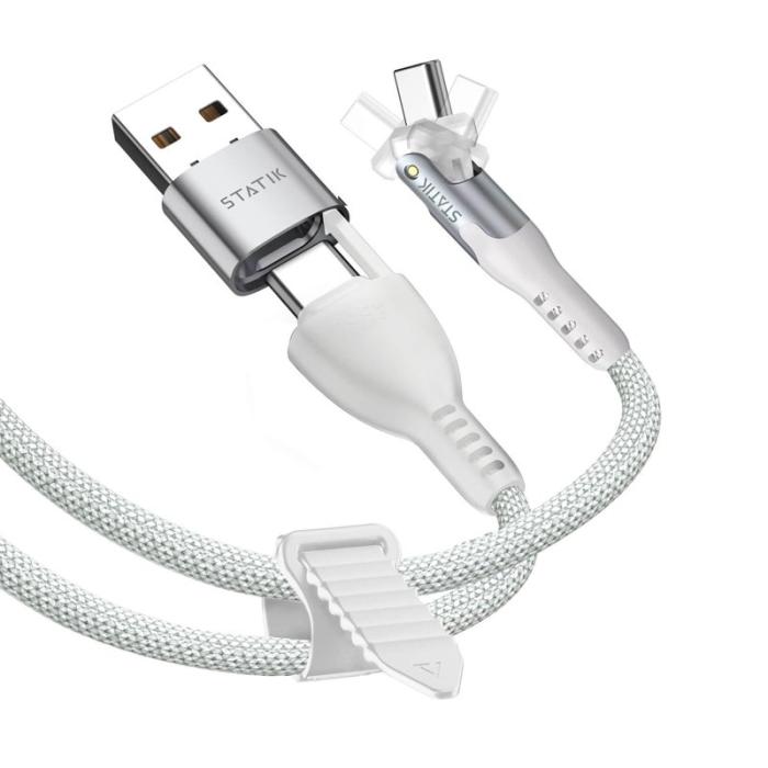 STATIK - STATIK Kabel PowerPivot Pro Nylonflätad USB-C Till USB-C Vit 1m
