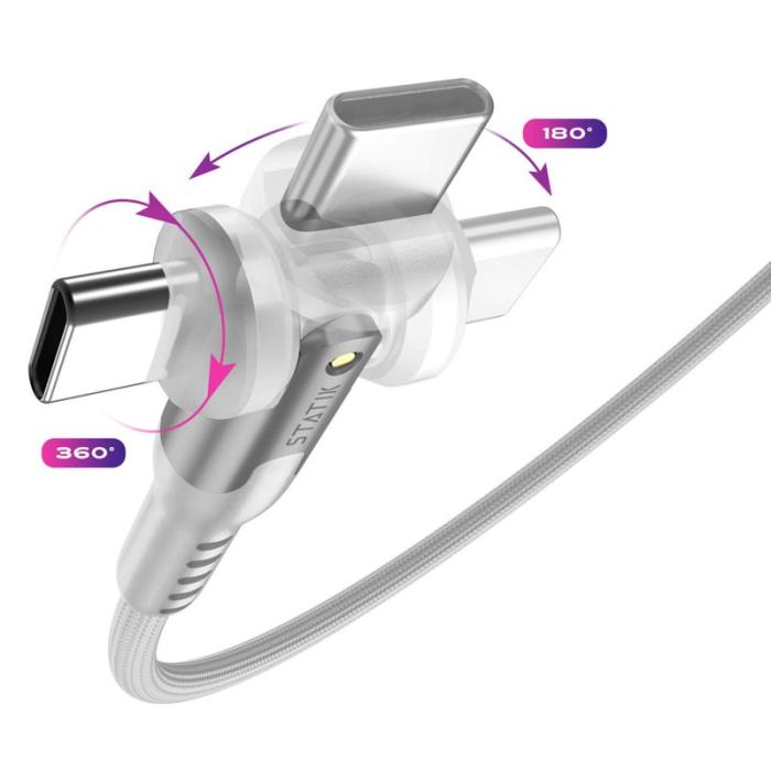 STATIK - STATIK Kabel PowerPivot Pro Nylonflätad USB-C Till USB-C Vit 1m