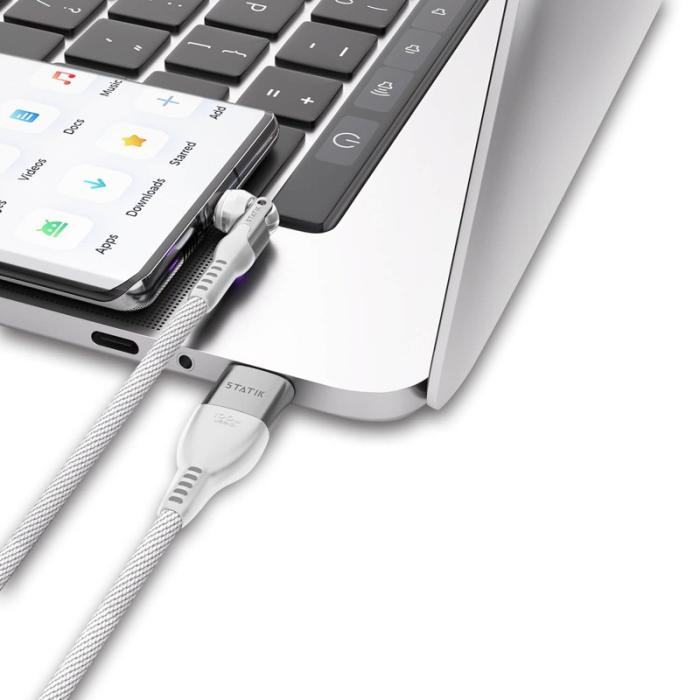 STATIK - STATIK Kabel PowerPivot Pro Nylonflätad USB-C Till USB-C Vit 1m
