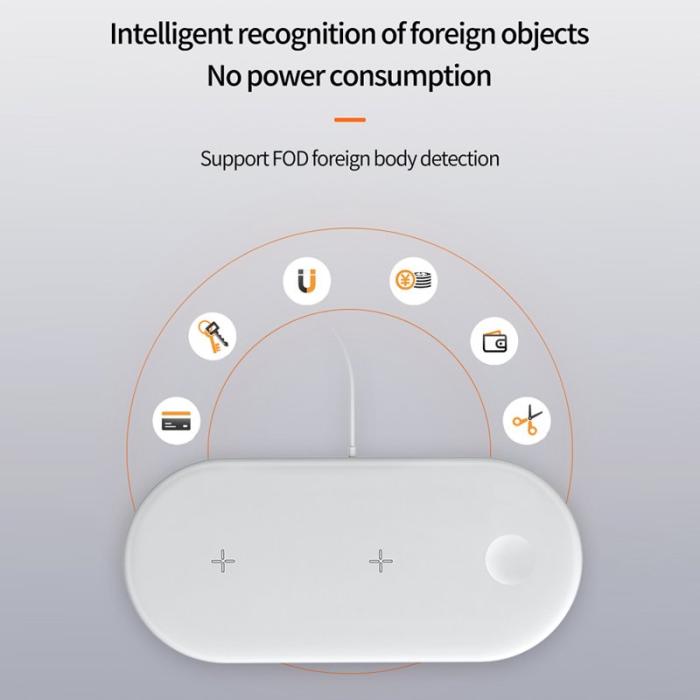 OEM - 15W Max Laddningsplatta för Telefon / Hörlurar / Smartklocka - Vit