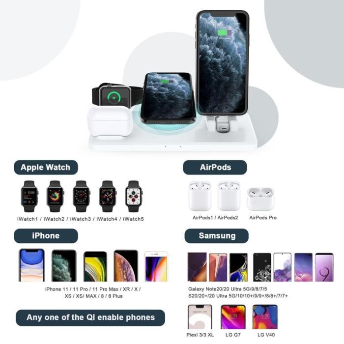 OEM - 15W Multifunktionell 6-i-1 Snabbladdare - Vit