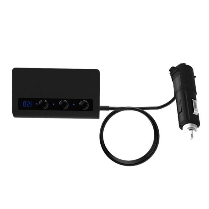 OEM - 180W Billaddare 3 Cigarette Lighter Uttag 4 USB QC3.0 Snabbladdare - Svart