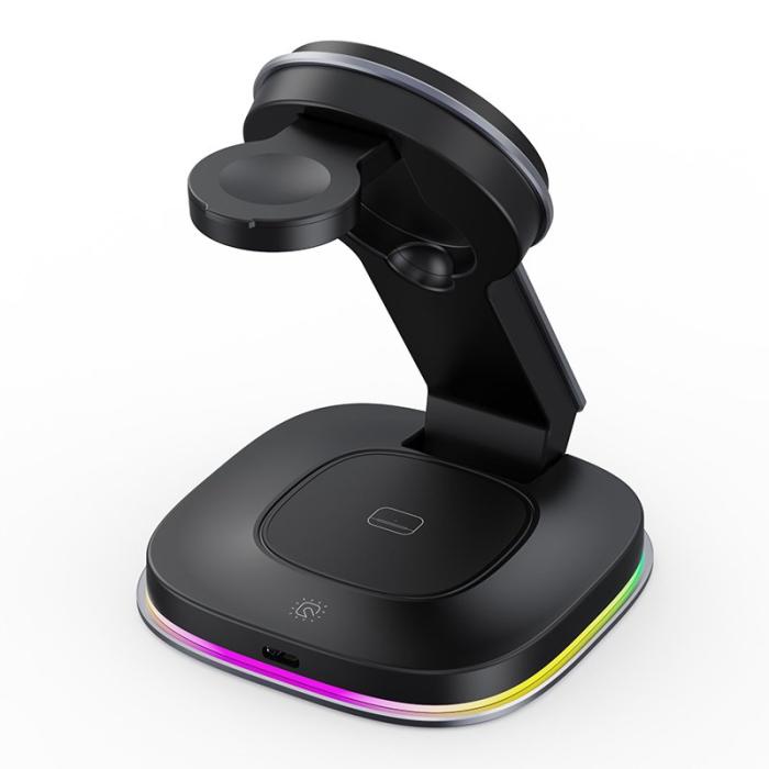 OEM - 3-i-1 Fällbar Magnetisk Trådlös Laddare Dock - Svart