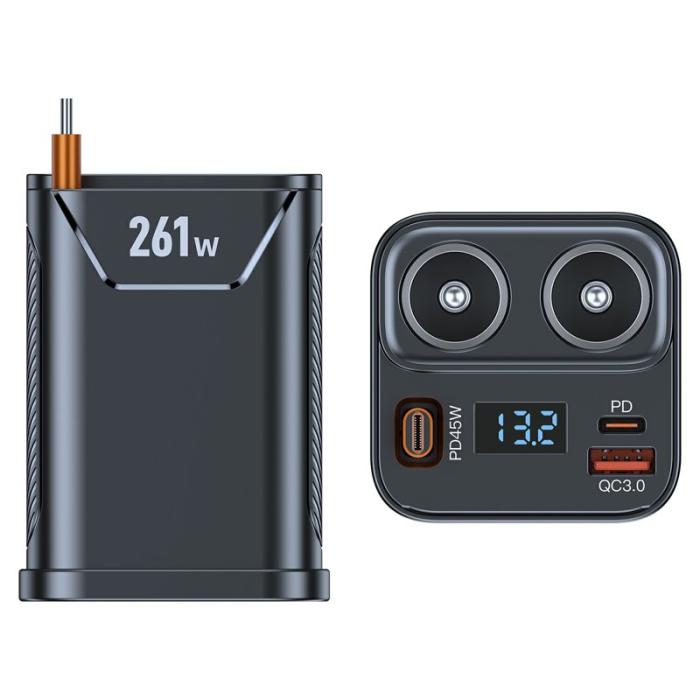 OEM - 261W Billaddare Dubbel Cigarette Tändaruttag för 7 Enheter PD Snabbladdning