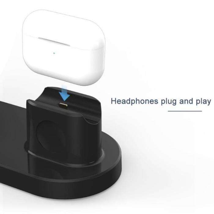 OEM - 3-i-1 15W Trådlös Laddare Ställ för Airpods, Mobil, Klocka - Vit