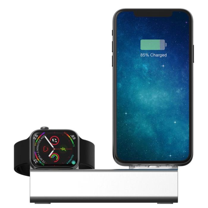 OEM - 3-i-1 Aluminium Dockningsstation för Apple Watch, Airpods och Telefon - Grå