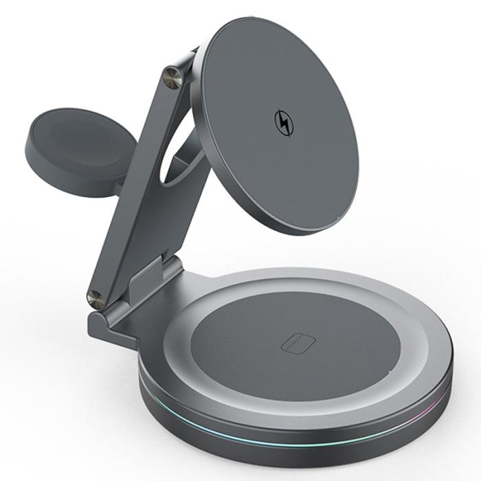 OEM - 3-i-1 Laddningsställ för iPhone, Apple Watch och AirPods - Grå