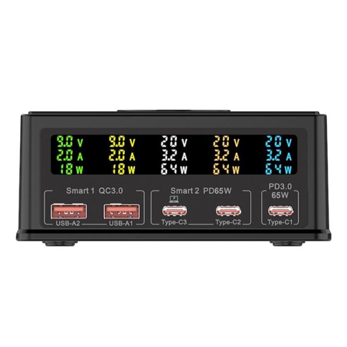 OEM - 6-i-1 160W Telefonladdare PD+QC3.0 Multifunktionell 15W Trådlös Laddare