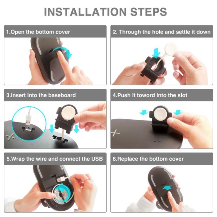 OEM - 3-i-1 Trådlös Laddare för iPhone/iWatch/AirPods - Svart