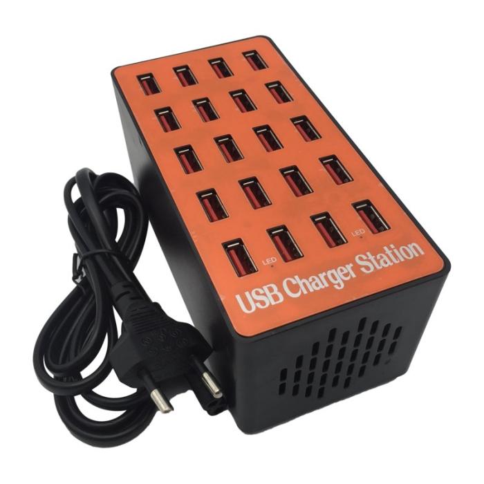 OEM - A5 80W 20 USB-porters skrivbordsladdare PC+ABS snabb laddningsstation