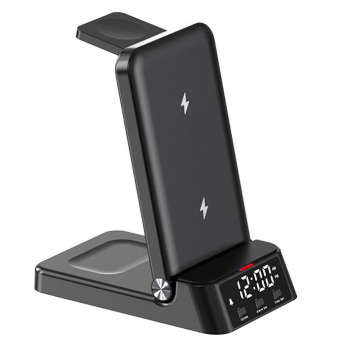 OEM - 4-i-1 15W Trådlös Laddare med Fällbar Ställning - Svart