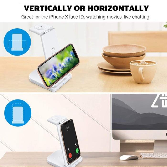 OEM - 3-i-1 trådlös laddare mobil smartklocka hörlurar snabbladdning vit Samsung