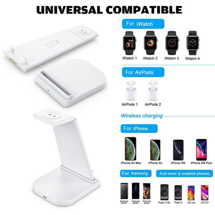 OEM - Smartwatch Bluetooth-hörlurar Trådlös 3-i-1 Snabbladdare - Vit