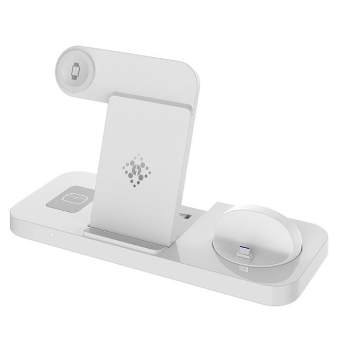 OEM - B21-A 3-i-1 trådlös laddare mobil hörlurar klocka vikbar laddstation vit
