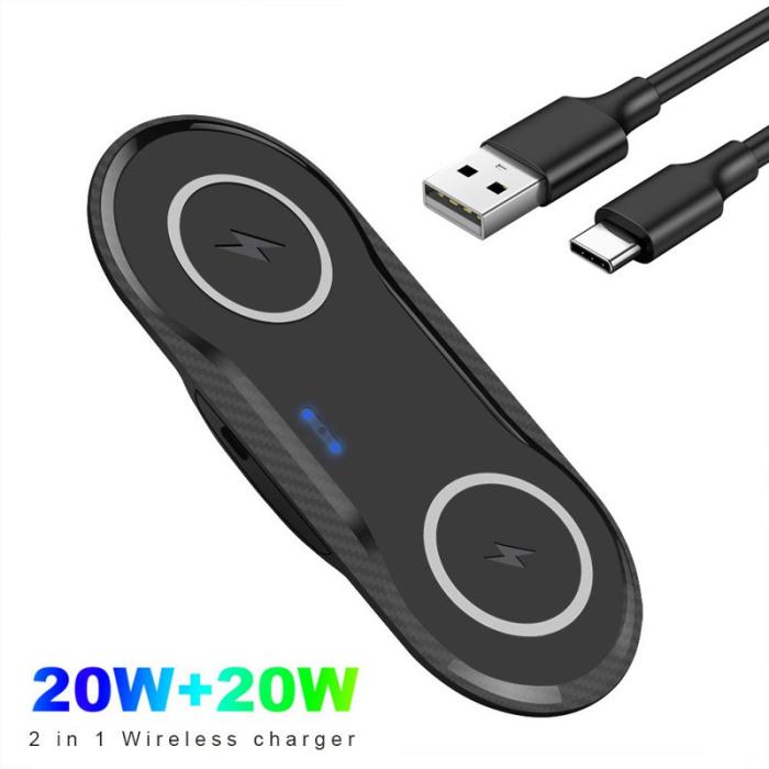 OEM - B552 2 i 1 Snabb Trådlös Laddare för Mobiltelefon / Hörlurar 20W