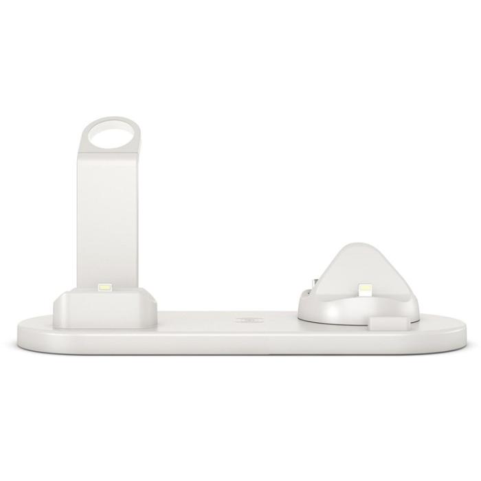 OEM - B-07A 6-i-1 Trådlös Laddare 10W med Ställ och Kabel - Vit