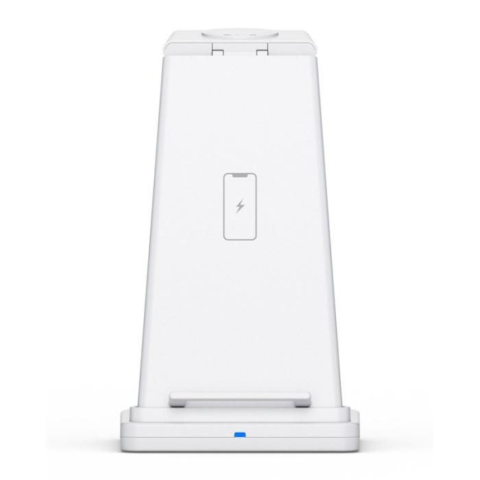 OEM - Universell skrivbordsladdare 3-i-1 15W trådlös med stativ - Vit