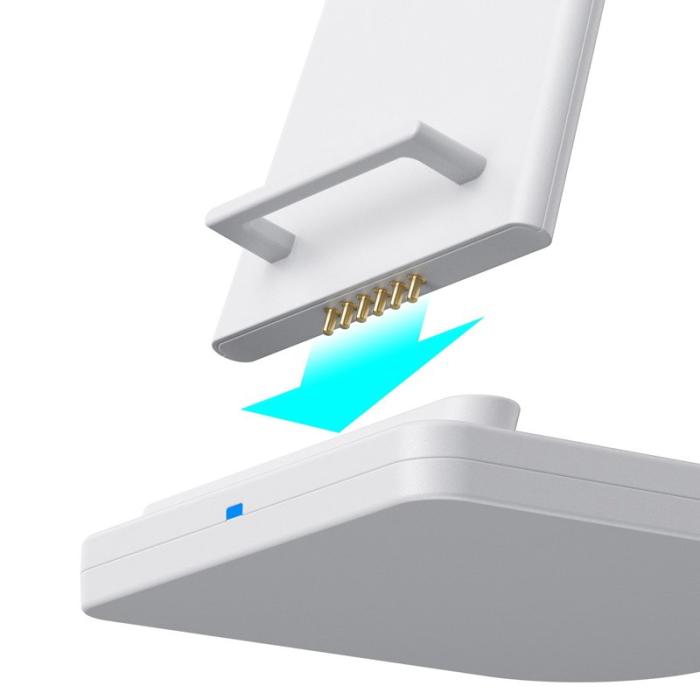 OEM - Universell skrivbordsladdare 3-i-1 15W trådlös med stativ - Vit