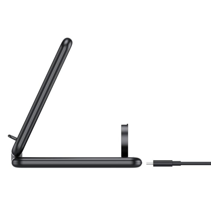 OEM - 3-i-1 15W Trådlös Laddare Mobilställ Fällbar Laddningsplatta - Vit