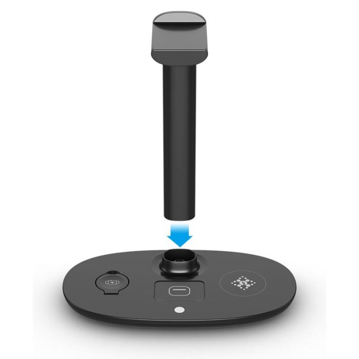 OEM - 4-i-1 Trådlös Laddare med Hörlursställ QC 3.0 för Smartphones/Smarwatch