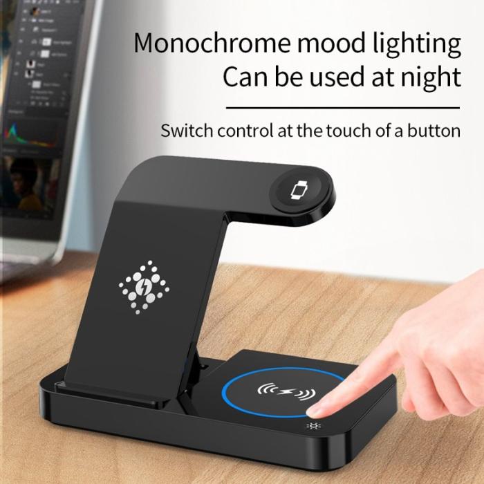 OEM - 4-i-1 Fällbar Laddningsdocka Magnetisk Trådlös Laddare - Vit