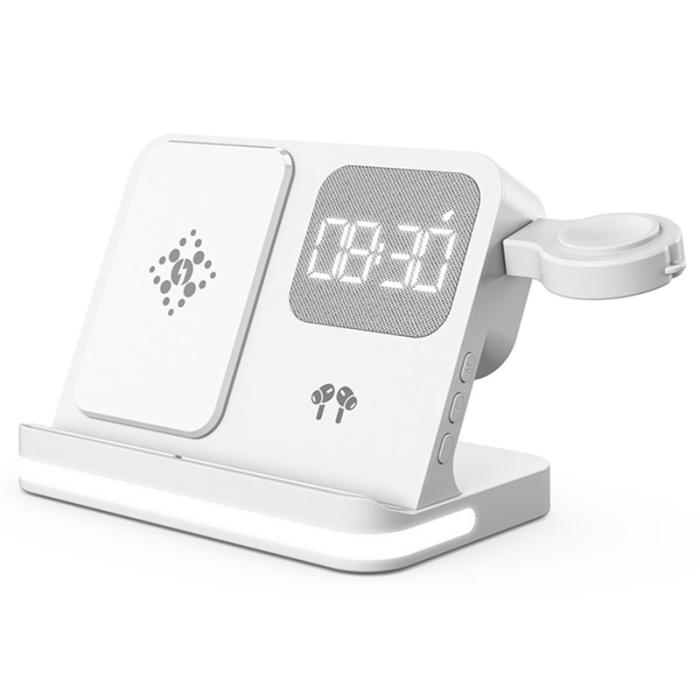 OEM - B-22 3-i-1 Trådlös Laddare 15W för iPhone, Apple Watch, AirPods - Vit